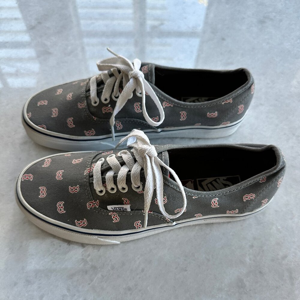 💥RARE💥Vans Authentic Gray MLB Boston Red Sox Skate Shoes Size Men 7.5, Women 9 - Picture 7 of 7